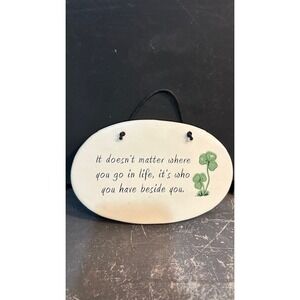 August Ceramics Irish Blessing Wall Plaque Shamrock Ceramic Hanging Sign